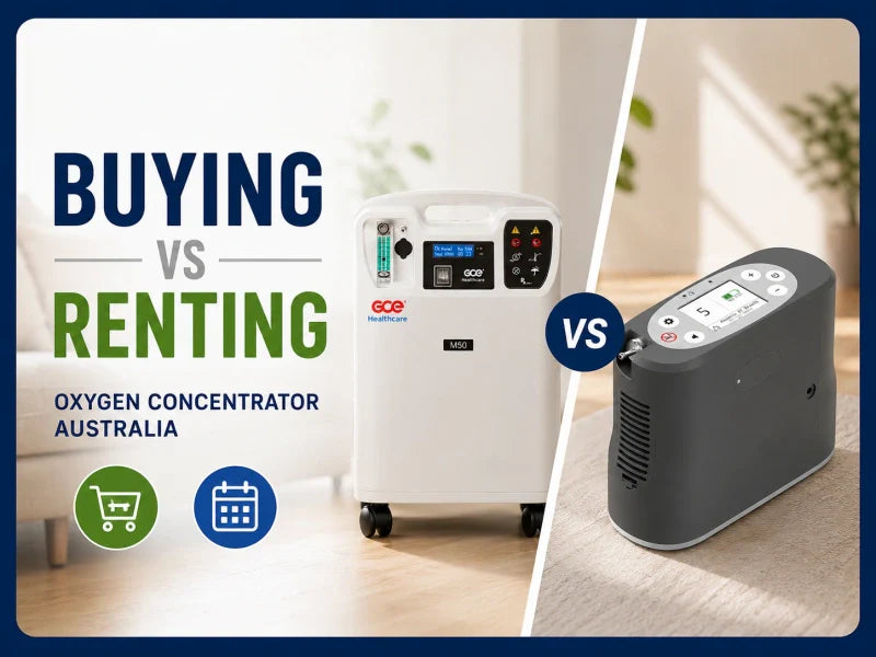 Portable and stationary oxygen concentrators comparing buying vs renting oxygen concentrators in Australia.