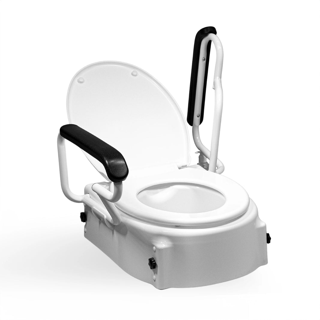 Adjustable Raised Booster Toilet Seat with Handles Armrests - 3 Height ...