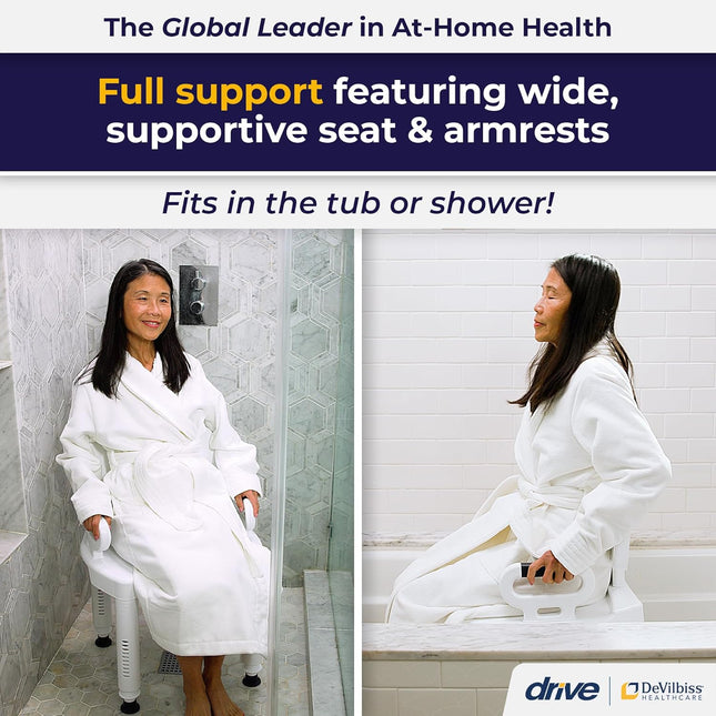 Drive Medical Premium Series Shower Chair with Back and Arms