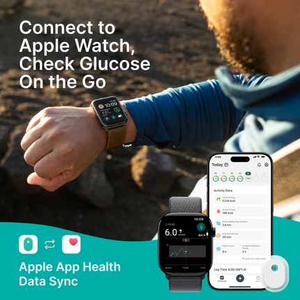 SIBIONICS GS3 app glucose readings on smartphone and watch