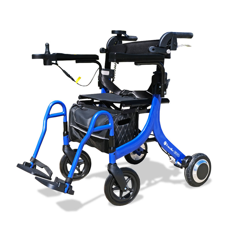 Tasker Blue 3 In 1 EVO E-Traveller Hybrid Multi Tasker Rollator Walker Electric Wh