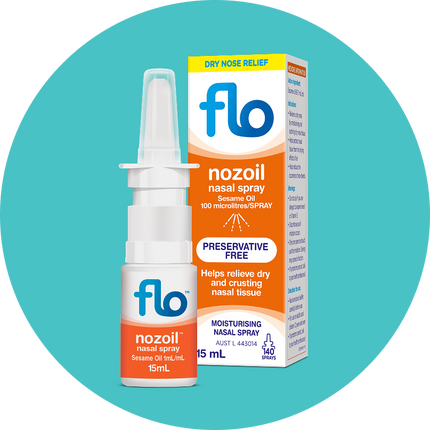 FLO Nozoil Nasal Spray 15mL carton and bottle