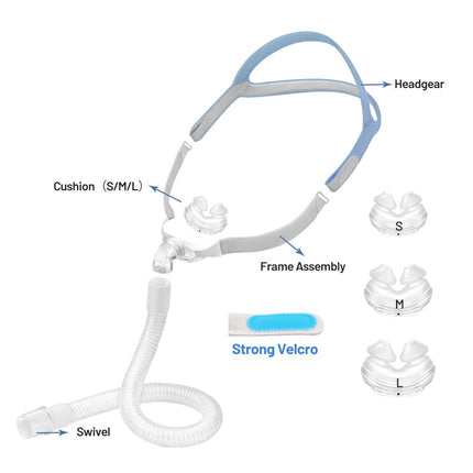SecurePlus CPAP Nasal Pillow Mask with 3 nose pad sizes product view