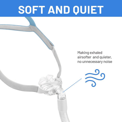 SecurePlus CPAP Nasal Pillow Mask angle view with nose pads