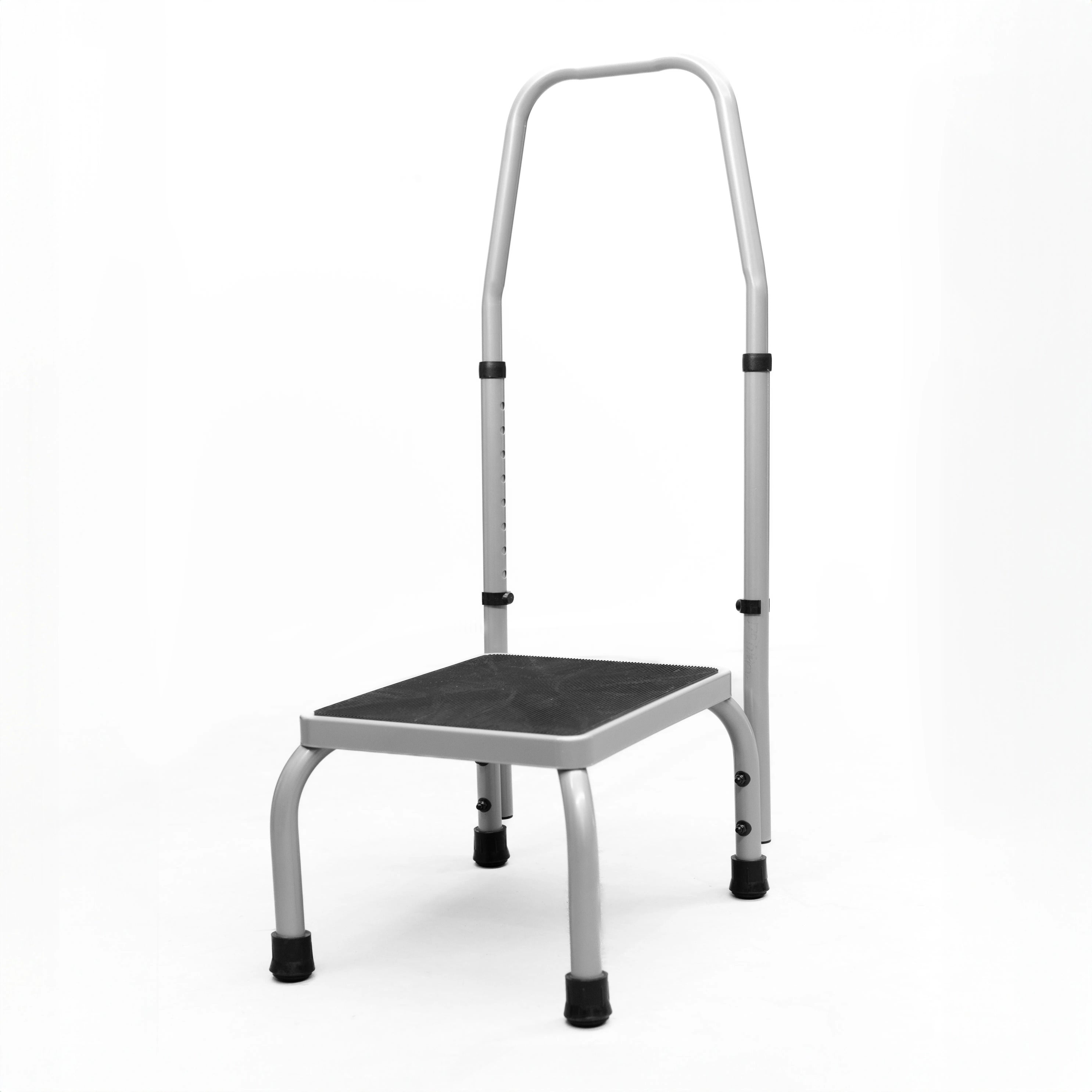 Basic Step Platform With Handrail Grey Rapid Medical Basic step platform with handrail grey rapid medical