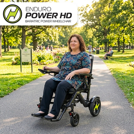 ENDURO POWER HD power wheelchair folded for transport