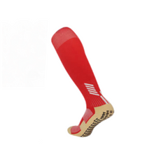 GripperzSocks Knee High Grip Socks Red with white geometric pattern