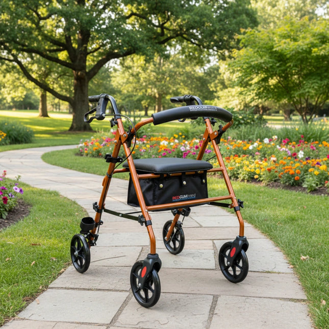 Redgum Adjustable Height Lightweight Seat Walker - 8" Wheels