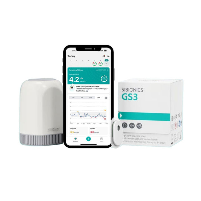 SIBIONICS GS3 Continuous Glucose Monitor sensor and applicator