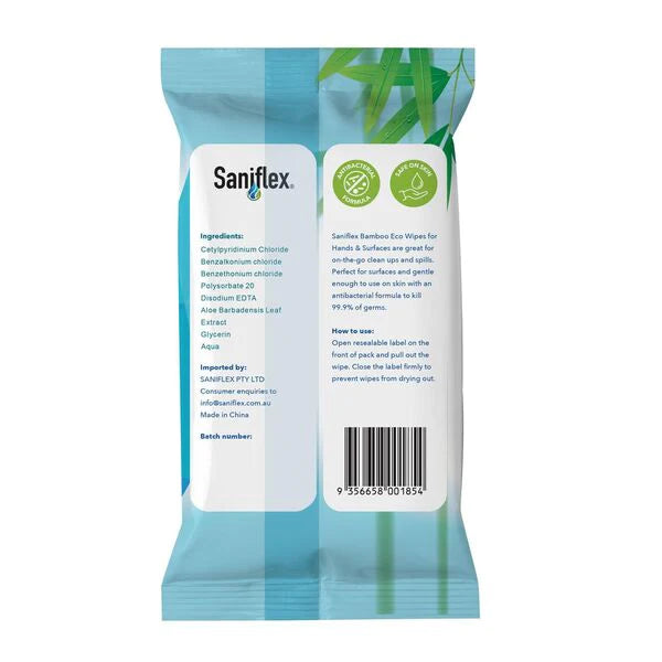 Bamboo Eco Wipes for Hands & Surfaces - 40 Wipes