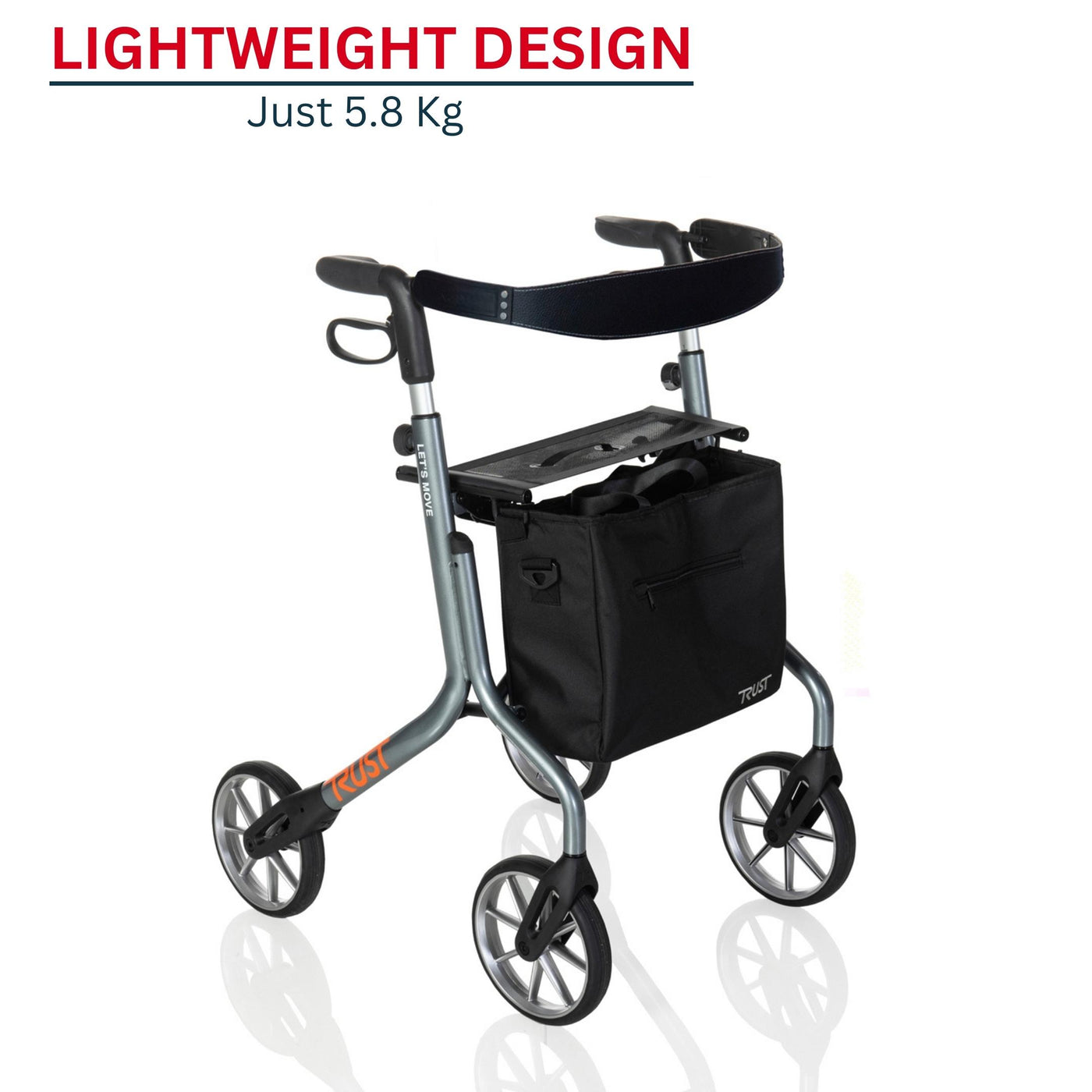 Quick Move Rollater Let's Move Lightweight Rollator Mobility Wheelie Walker - Trust Care ...